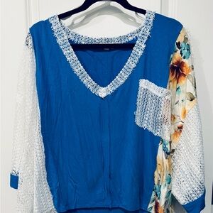 Boho Patchwork Crochet Sleeve Top